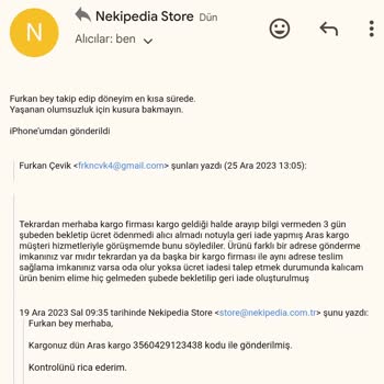 Aras Kargo Silivri Şubesi Kurye Şikayet