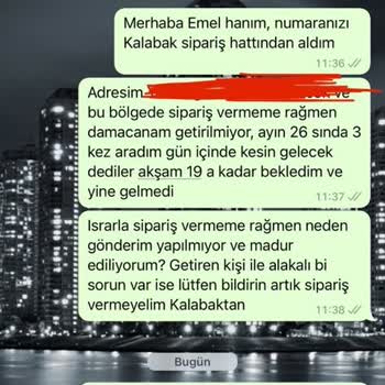 Kalabak Su Verilen Siparişim Asla Ve Asla Getirilmiyor, Kimse Telefonları Açmıyor