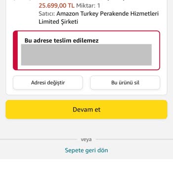 Amazon.com.tr Nin Saçma Adrese Teslim Edilemez Hatası
