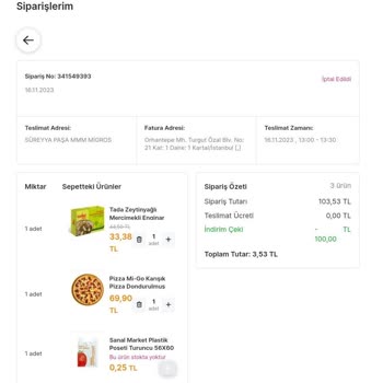 Migros Kupon Ve Sipariş İptali