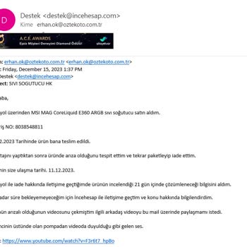 İncehesap.com Bozuk Ürün Gönderimi 20 Gündür Çözüm Yok