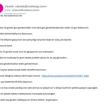 İncehesap.com Bozuk Ürün Gönderimi 20 Gündür Çözüm Yok