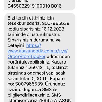 Atasun Optik Teslimat Gecikmesi 11 Gün Oldu Gözlük Halen Yok