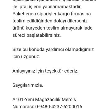 A101 Ve Bir Günde Kargo Firmasının Tutarsızlığı