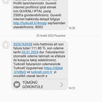 Turkcell Den Mesaj Geldi
