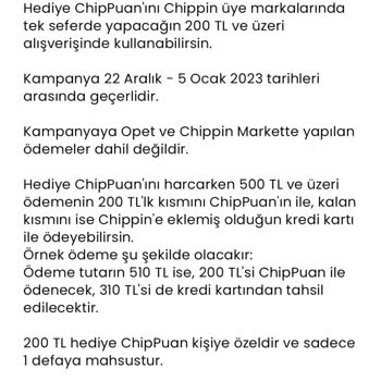 Chippin Chipin Puanımı Opet İstasyonlarında Kullanamadım