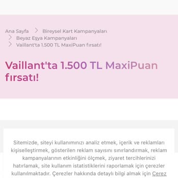 İş Bankası Vaillant 1500 TL MaxiPuan Tanımlanmadı