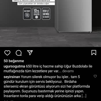 Uğur Soğutma Buzdolabı Teslimatı Ve Servis Hizmetinde Yaşanan Sorunlar