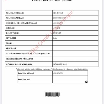 Sompo Sigorta Poliçeyi İptal Et