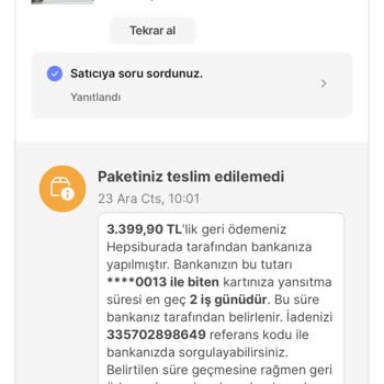 Hepsiburada Sandeo Kargo Firması Beklediğim Kargoyu Kafalarına Göre İade Etti