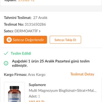Aras Kargo Perge Şubesi Teslimat Yapmadan Teslimat Yaptım Diyor