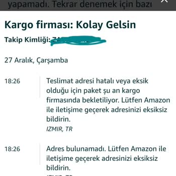 Kolay Gelsin Kargomu Teslim Etmiyor