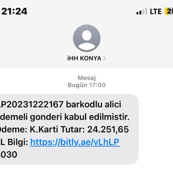 İhh Konya (SMS) Gelen Mesaj