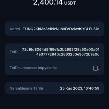 BTC Türk Hesabımdan Aktarılan Para