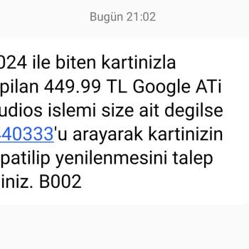 İzinsiz Kredi Kartımdan Google Atı Para Çekmiş