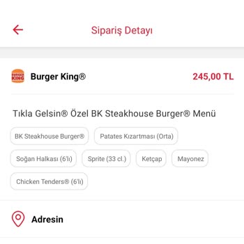 Burger King Eksik Ürün Gönderme
