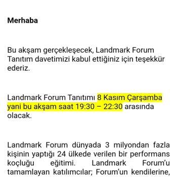 Landmark Forum Land Mark Forum Kaydımı Silip Ücret İademi İstiyorum.