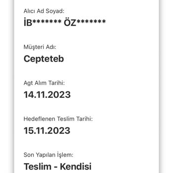 AGT Kurye (aynigunteslim.com) Yanlış Kart Teslimi Yapıldı