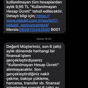 Oldu Bil Hesap Ücreti