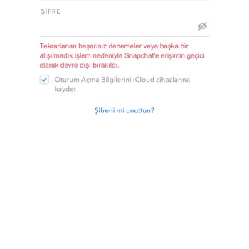 Snapchat Erişim Kısıtlaması. Erişim Devre Dışı...