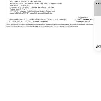 Yapı Kredi Bankası Paramı İade İstiyorum 2500 Lirayı Ziraat Hesabıma