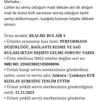 Realme Marka Kulaklığımın Parasını Ödemiyorlar