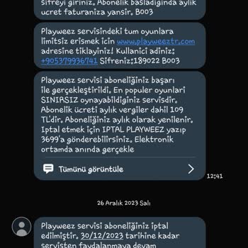 Vodafone Servis Aboneliği Şikayeti