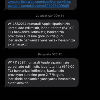 Appleturkiye.com (özel) Sahte Site Eksik İade