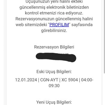 Corendon Airlines Uçuş Değişikliği Talebi