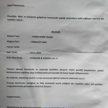 Nike Ürün İle İlgili Mağduriyet