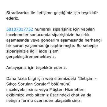 Stradivarius Eksik Ürün Gönderdi Ve Paramı Geri Vermedi