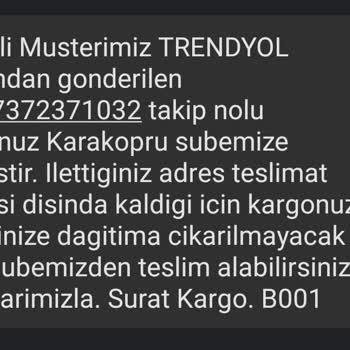 Sürat Kargo Eve Kargo Gönderimimi Yapmıyor Şubeden Gel Al Diyor