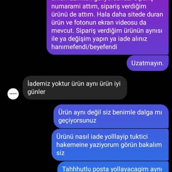 H&R Butik Görseldekinden Farklı Ürün Yollamalarına Rağmen İade Almıyorlar