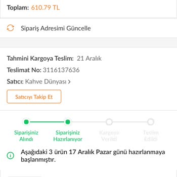 Trendyol Kahve Dünyası Siparişi Geç Yolluyorlar