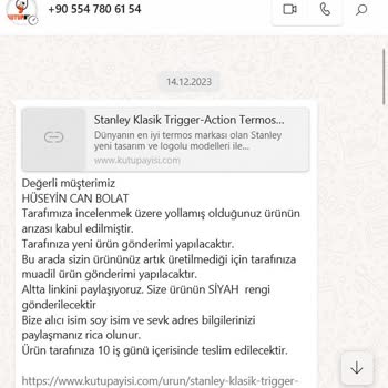 Stanley Termos Sorunuma Çözüm Beklerken Hayal Kırıklığı