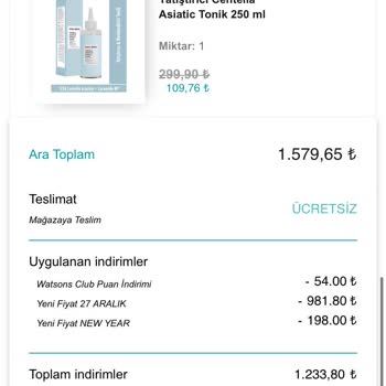 Watsons Kampanya Sürecinde Ödeme Hatası