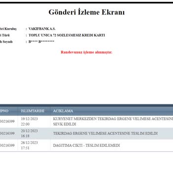 Kuryenet Kredi Kartımı Teslim Etmiyor.