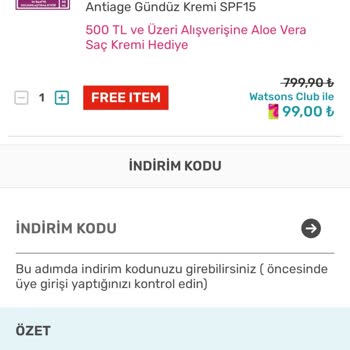 Watsons Club Özel İndirimleri Uygulanmıyor.