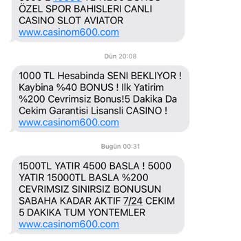 Casinom İstenmeyen SMS Alıyorum Sürekli
