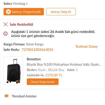 Benetton Valizlerde Kalitesiz İşçilik Ve Kırık Sap