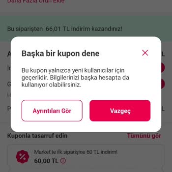 Yemeksepeti Kuponumu Kullanamıyorum Uyarı Veriyor