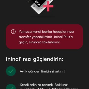 İninal Kart Plus Zorunluluğu Havale, EFT Yapamıyorum