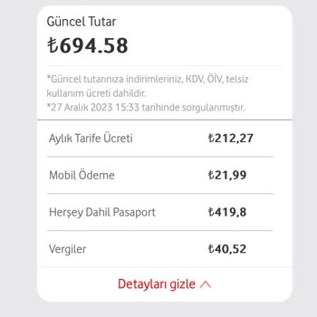Vodafone Yurt Dışı Kullanımı Faturası