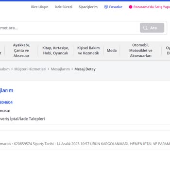 Gala İletişim Pazarama.com Müşteri Hizmetleri Çok Kötü Paramı İade Etmiyor.