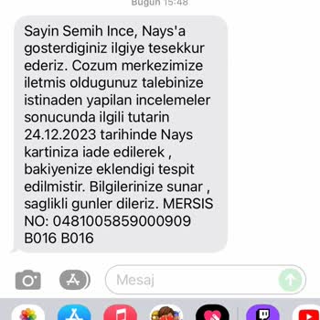 Nays Harcama İademi Yollamıyor