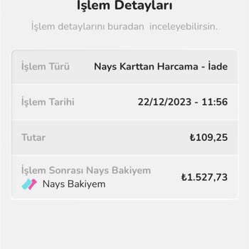 Nays Harcama İademi Yollamıyor