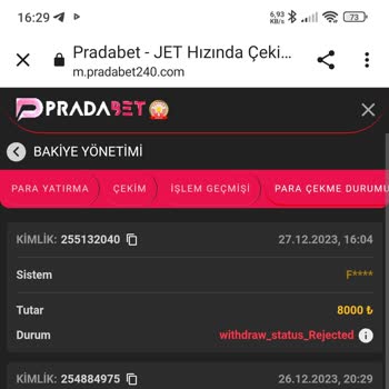 Pradabet Kazanç Silme 1000 Yatirim Yaptım 7000 Sildiler