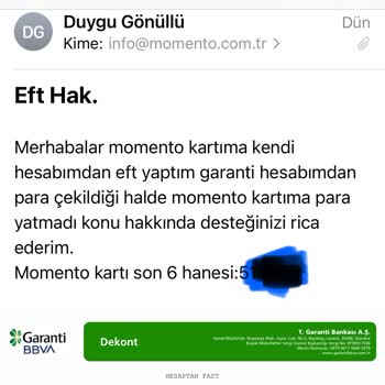 Momento EFT Sorunu Problemi