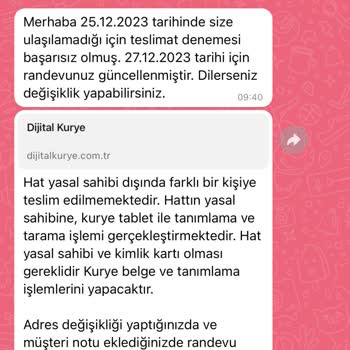 Dijital Kurye Kartı Teslim Etmiyor