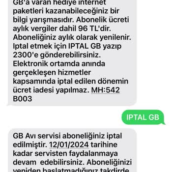 Vodafone GB Avı Servis Üyeliği